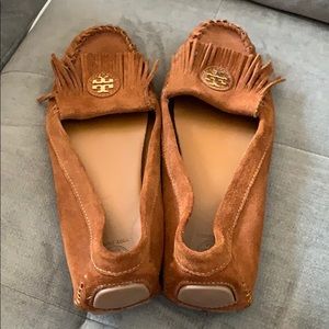 Tory Burch Tan Suede Moccasins
